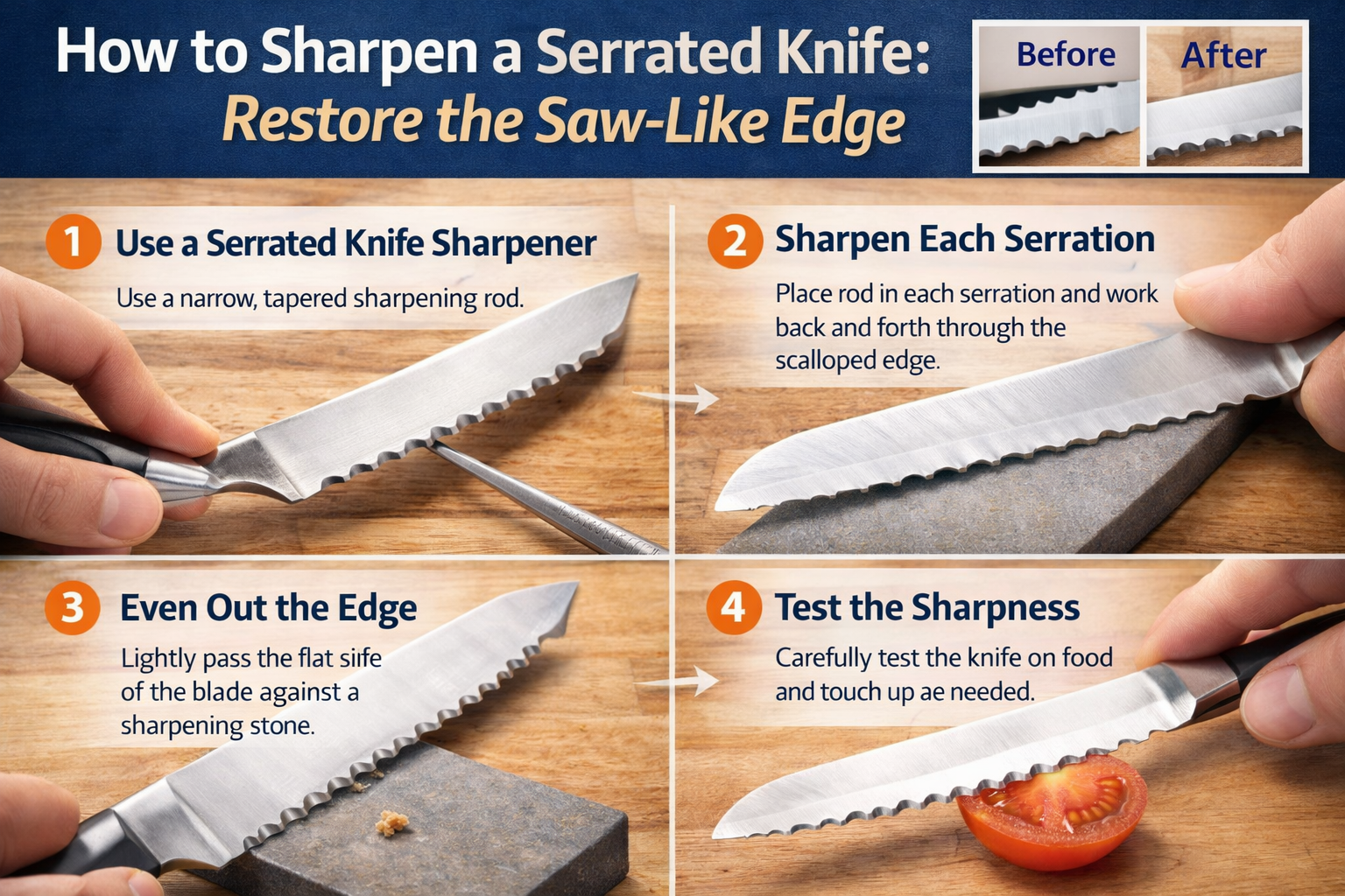 How to Sharpen a Serrated Knife: Restore the Saw-Like Edge