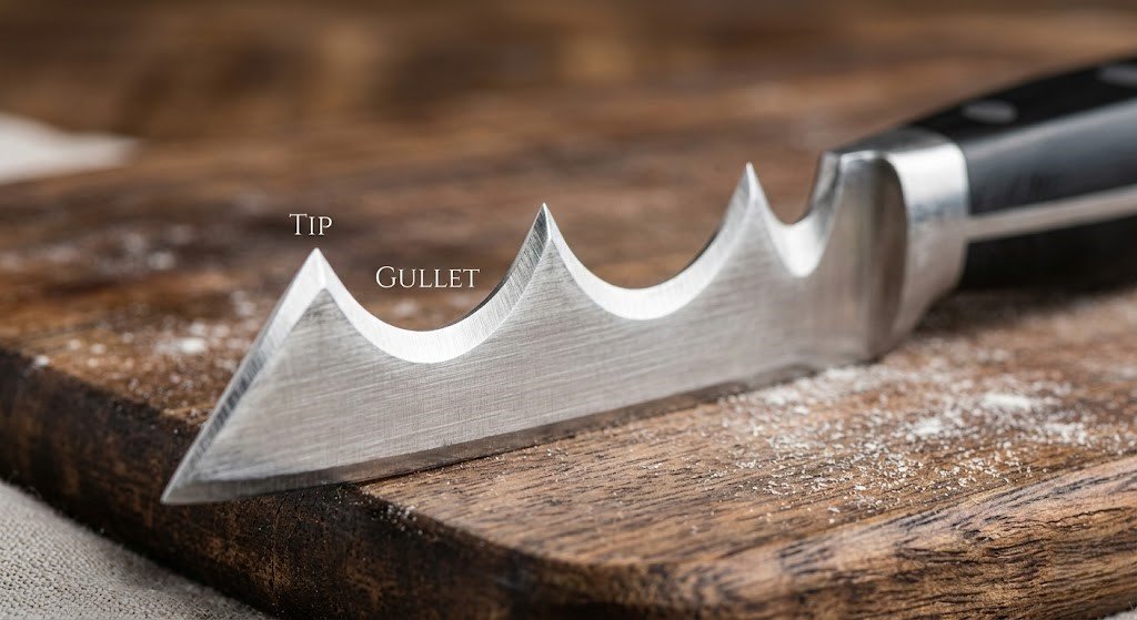 Understanding the anatomy of your blade: the gullets are where the actual slicing power resides.